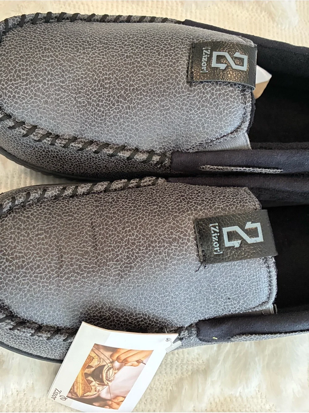 Men’s Gray Moccasin Slippers